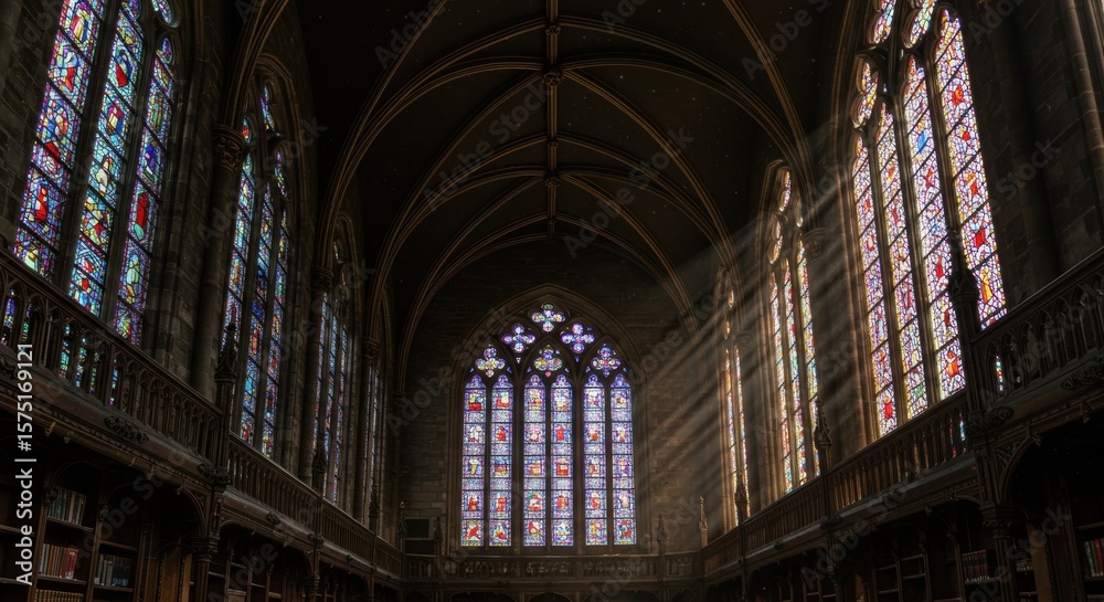 Obraz premium Gothic chapel stained glass windows