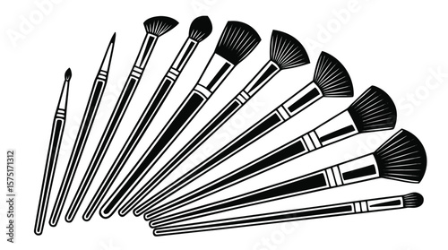 Silhouette of Makeup Brushes – Cosmetic Beauty Tools Illustration
