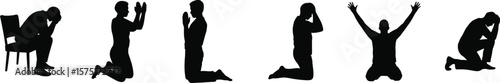 Silhouettes of People Praying, Grieving, and Seeking Spiritual Solace