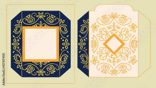Elegant vector design featuring decorative floral elements and ornate border details for invitation card