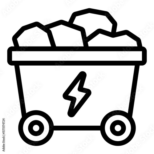coal energy outline icon for fossil power and fuel source use
