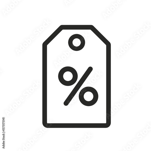 Clean simple line vector icon of a basic retail price tag design with percentage mark, concept for promotional sale banners, special limited time offers and online store user interface elements