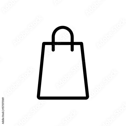 Simple isolated black line icon showcasing a classic shopping bag design graphic symbol, concept for modern digital shopping experiences interfaces, e-commerce website user interface elements