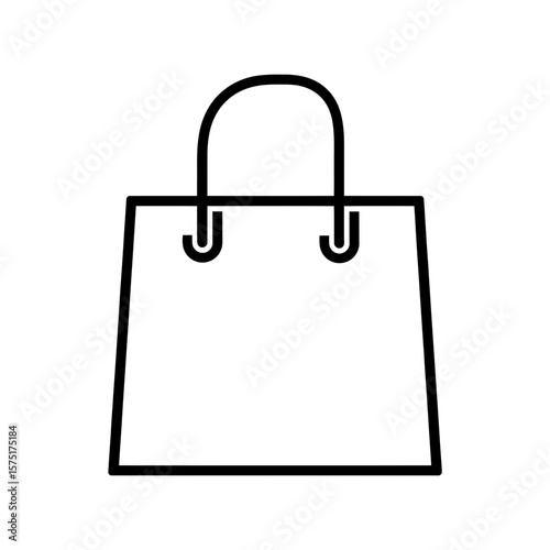 A minimalist line art illustration depicting a standard shopping bag outline with dual top handles presented clearly, This clean graphical asset provides concept for various digital design