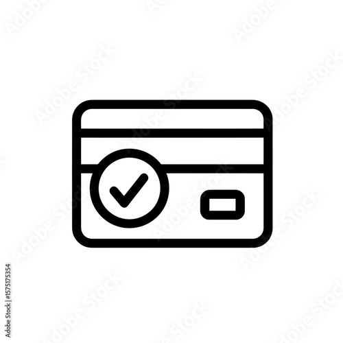 Abstract outline graphic depicting payment card security and verification success, concept for digital payment success, financial security confirmation, and online transaction validation