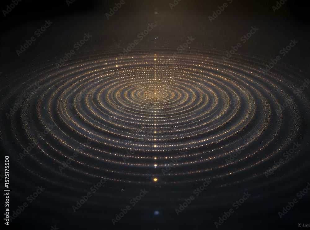 Fototapeta premium Abstract visualization of healing sound waves creating symmetrical patterns in golden sand