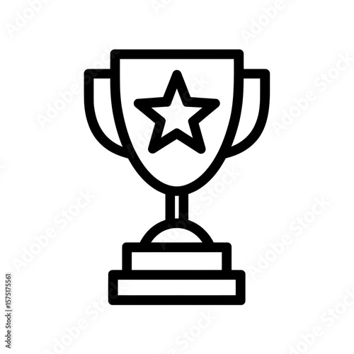 Minimalist line art icon of a trophy award, featuring a stylized star centrally located within the cup, concept for celebrating successful business milestones, acknowledging academic achievements