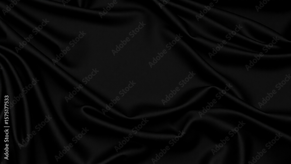 Obraz premium Elegant Black Silk Fabric Texture with Smooth Folds and Luxurious Shine