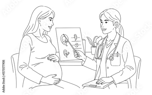Pregnant Woman Discussing Fetal Development with Doctor.