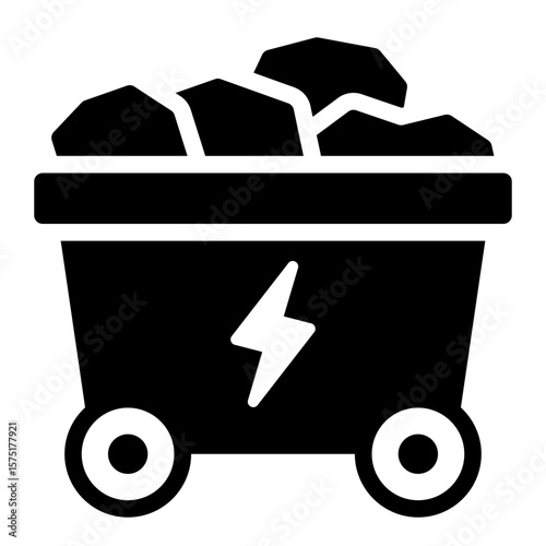 coal energy glyph icon for fossil power and fuel source use