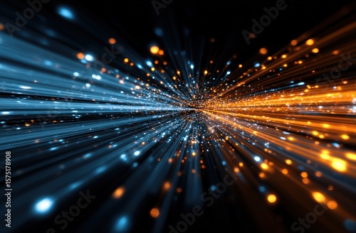 Abstract digital artwork of a vibrant, energetic tunnel with streaks of light