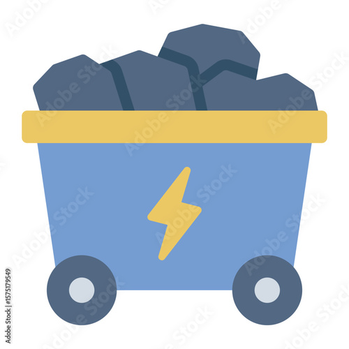 coal energy flat icon for fossil power and fuel source use