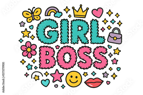 Colorful doodle design showcasing a motivational phrase emphasizing empowerment and confidence in a fun and vibrant way