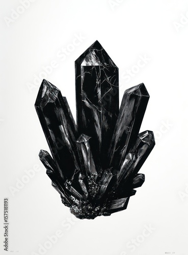 Detailed graphic of a cluster of dark crystals