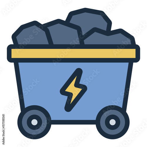 coal energy filled line icon for fossil power and fuel source use