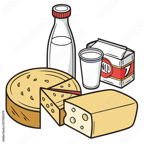 “Dairy Products Isolated Vector Illustration”