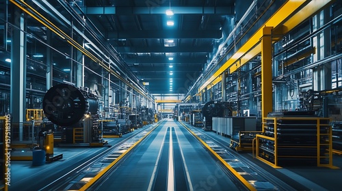 Inside Modern Factory Manufacturing Production Line View