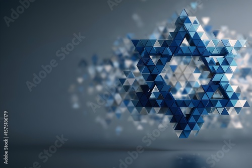 Exploration of Jewish symbols with a blue and white abstract background for reflection during Rosh Hashanah and other holidays