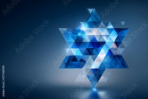 Abstract blue and white geometric design representing Jewish traditions and spirituality in a vibrant artistic expression