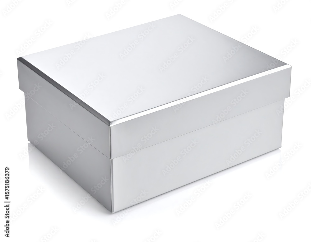 Silver gift box on white background Silver gift box on white background