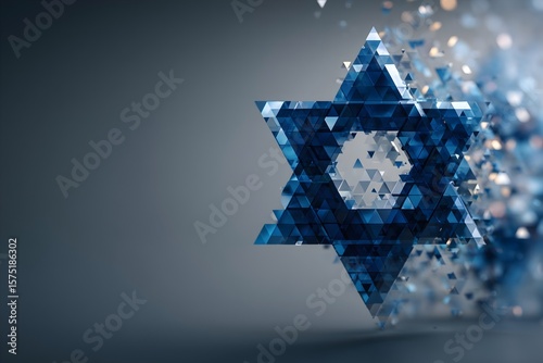 Exploring the beauty of the Star of David with abstract blue and white colors representing Jewish traditions and values during various holidays