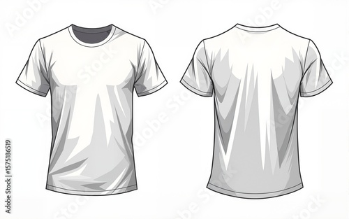 Short sleeve Basic T shirt overall technical fashion flat sketch vector illustration template front and back views. Apparel clothing mock up for men's and boys. High quality