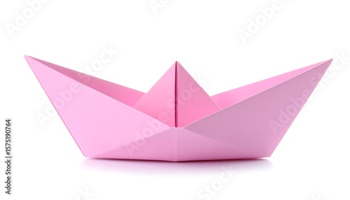 Wallpaper Mural Pink paper origami boat on white Torontodigital.ca