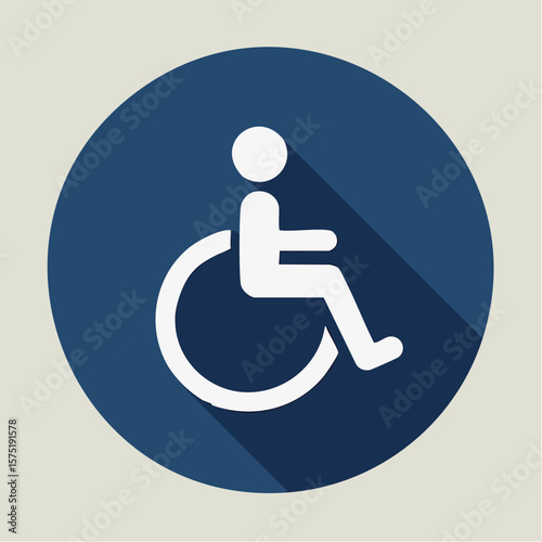 stylized wheelchair user icon in flat design representing accessibility, inclusion, and mobility