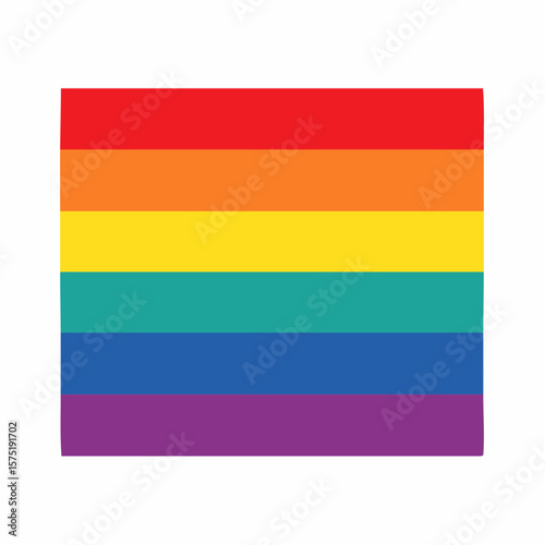stylized rainbow flag icon in flat design on 512×512 px art board symbolizing equality, pride, and unity