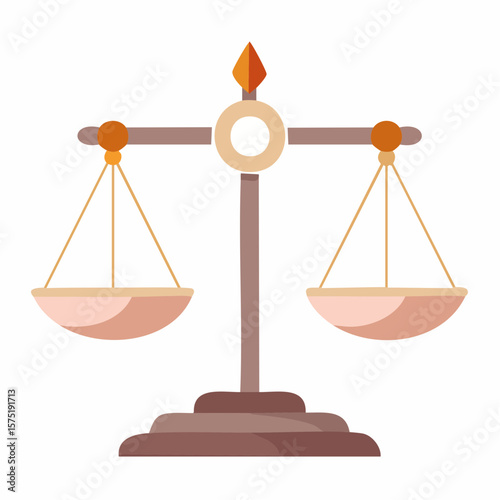balanced scales icon with diverse skin-tone pans in flat design symbolizing equality and justice
