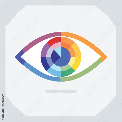 eye silhouette with rainbow iris icon in vibrant gradient fill on 512×512 px artboard symbolizing equality and lgbtq+ vision