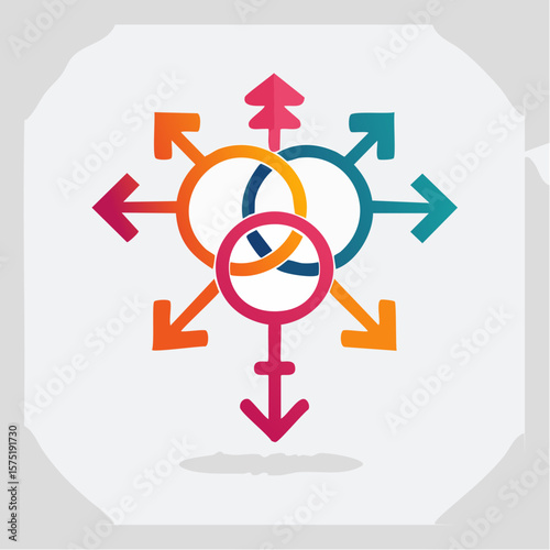 clustered gender symbols icon in clean line art on 512×512 px artboard representing equality and gender diversity