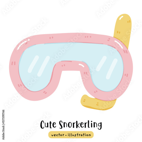 Diving mask snorkeling with tube goggle vector illustration 