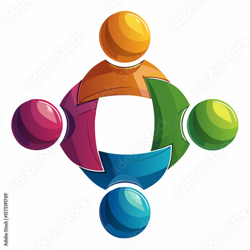 five interlocking human figures icon in flat design symbolizing inclusivity, unity, and collective strength