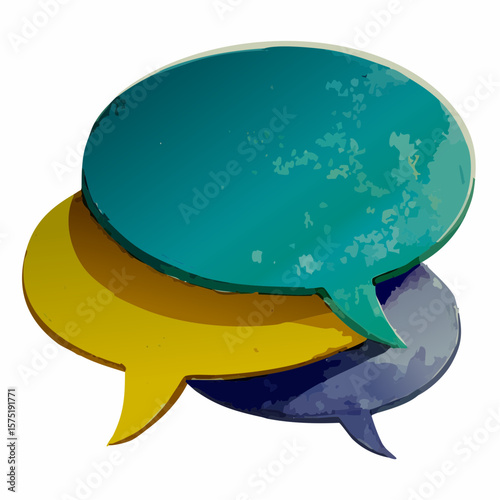 overlapping speech bubbles icon in flat design on 512×512 px artboard symbolizing inclusivity and open communication
