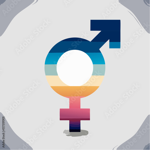 transgender symbol icon in smooth gradient fill representing pride, identity, and gender diversity