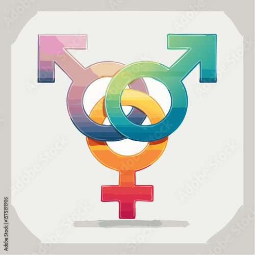 interlocked male gender symbols icon in flat design representing lgbtq+ pride and male love
