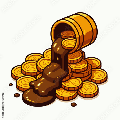 vector illustration of overflowing coins