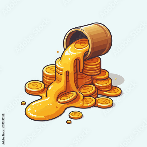 vector illustration of overflowing coins