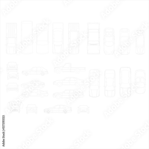 2D Car Drawing Plan and Section – Vector AutoCAD Layout for Architecture and Interior Design Use