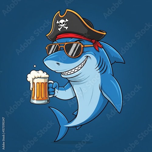 pirates shark with beer
