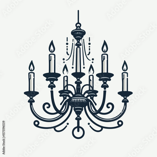 six-candle chandelier vector illustration