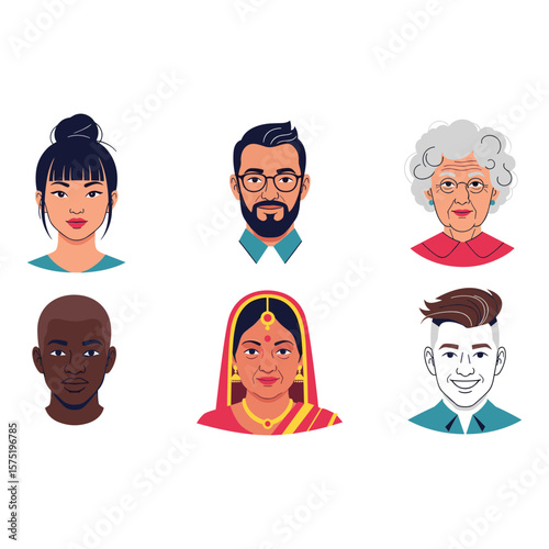 Diverse Multicultural People Avatars Set - Ages & Ethnicities