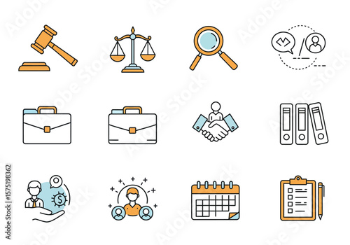 An arrangement of 12 diverse businessthemed icons
