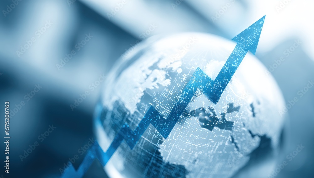 Fototapeta premium Globe with upward trend