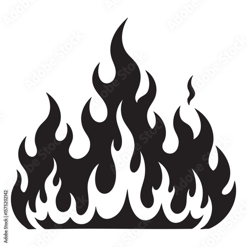Fire Flames Black Silhouette Vector Graphic Border