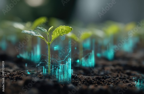 Growing plant with data overlay