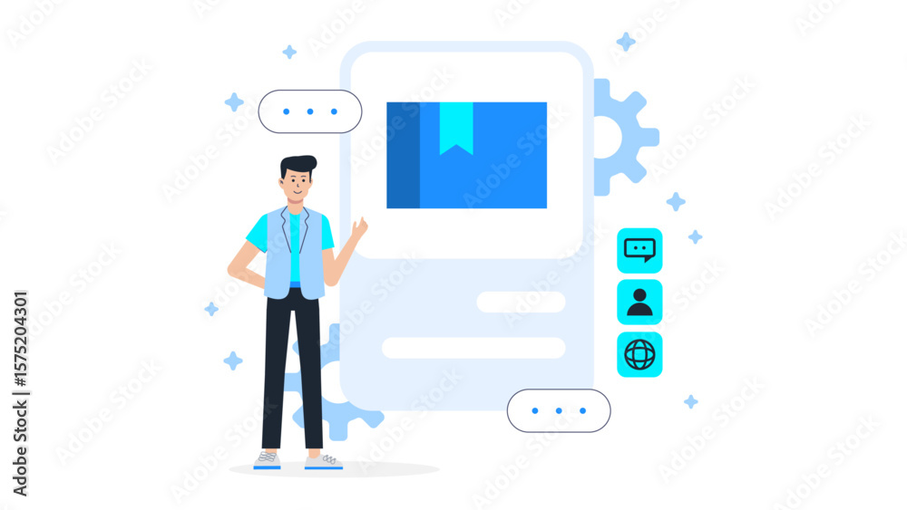 Fototapeta premium UX designer testing user flow using mockups flat vector illustration