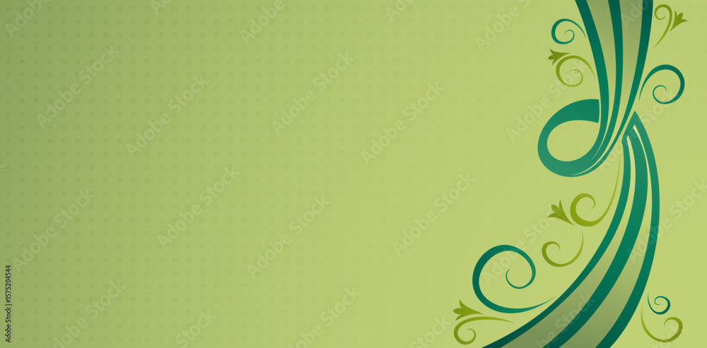 Green floral background with swirls and place for your text or abstract floral background with copy space for banner, poster, presentation slides, business card, abstraction creative website templates Green floral background with swirls and place for your text or abstract floral background with copy space for banner, poster, presentation slides, business card, abstraction creative website templates