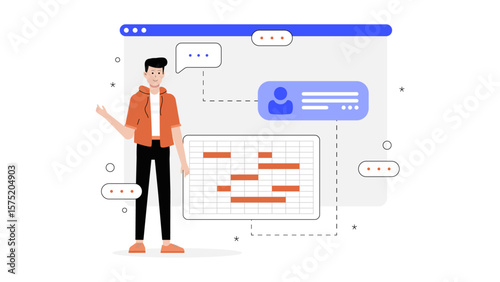 Marketing Specialist Mapping Customer Journey Flat Vector Illustration